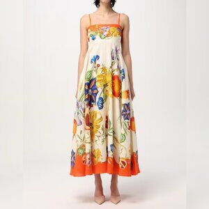 Alemais Women's Flores Square neck Linen Midi Sundress